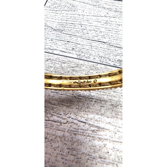 stella & dot pink multi color & gold tone braided fringe tassel cuff bracelet - Picture 3 of 4